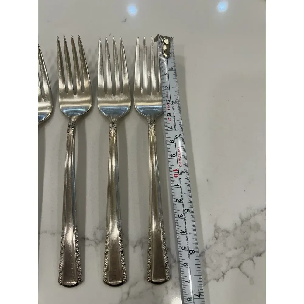 Vtg‎ Set Of 3 Holmes & Edwards May Queen Salad Forks 6.5” Silverplate Inlaid IS